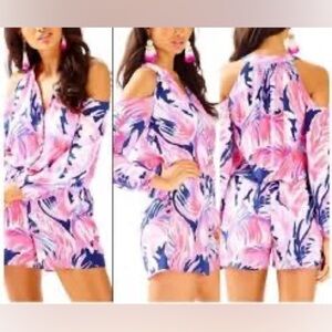 Lilly Pulitzer sunny shoulder‎ Elsa 100% silk romper size XS